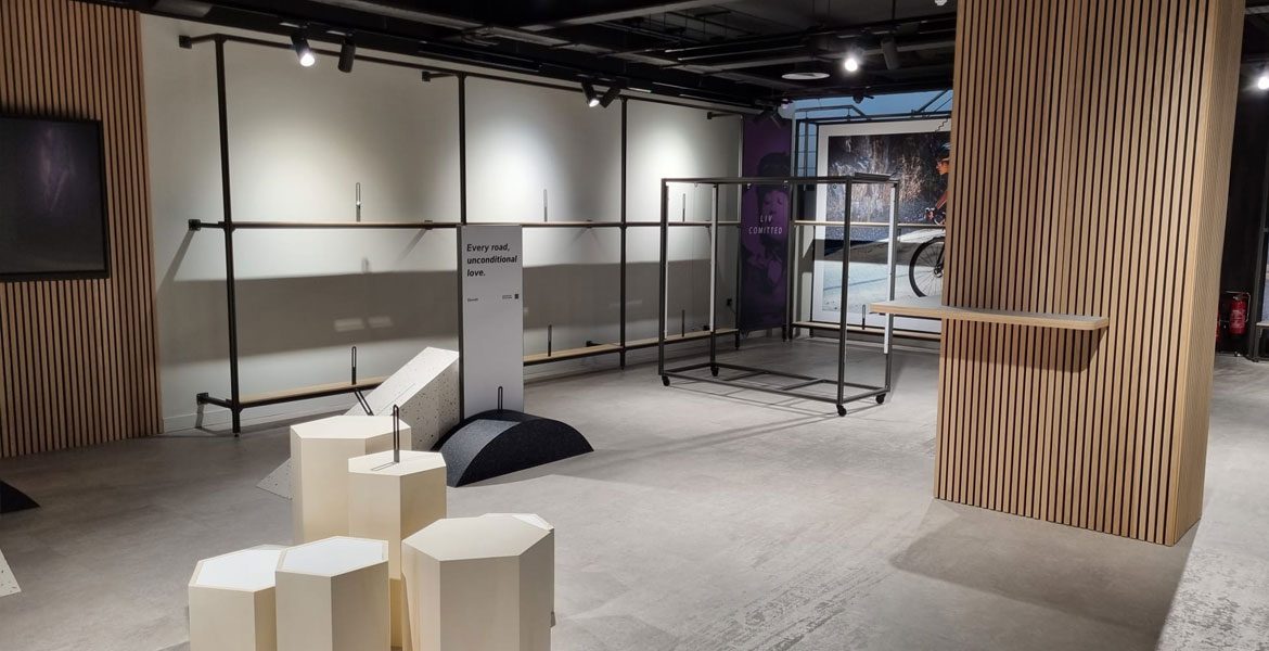 Acoustic panelling bike showroom